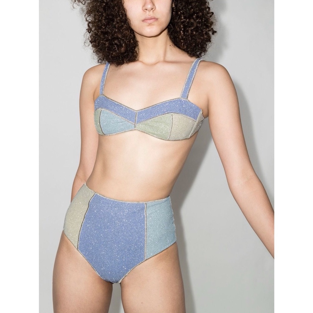 Oséree Shine Coloré High Waisted Color-Block Glitter Bikini - Picture 5 of 16